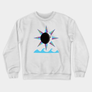 Wind rose with moon and sea Crewneck Sweatshirt